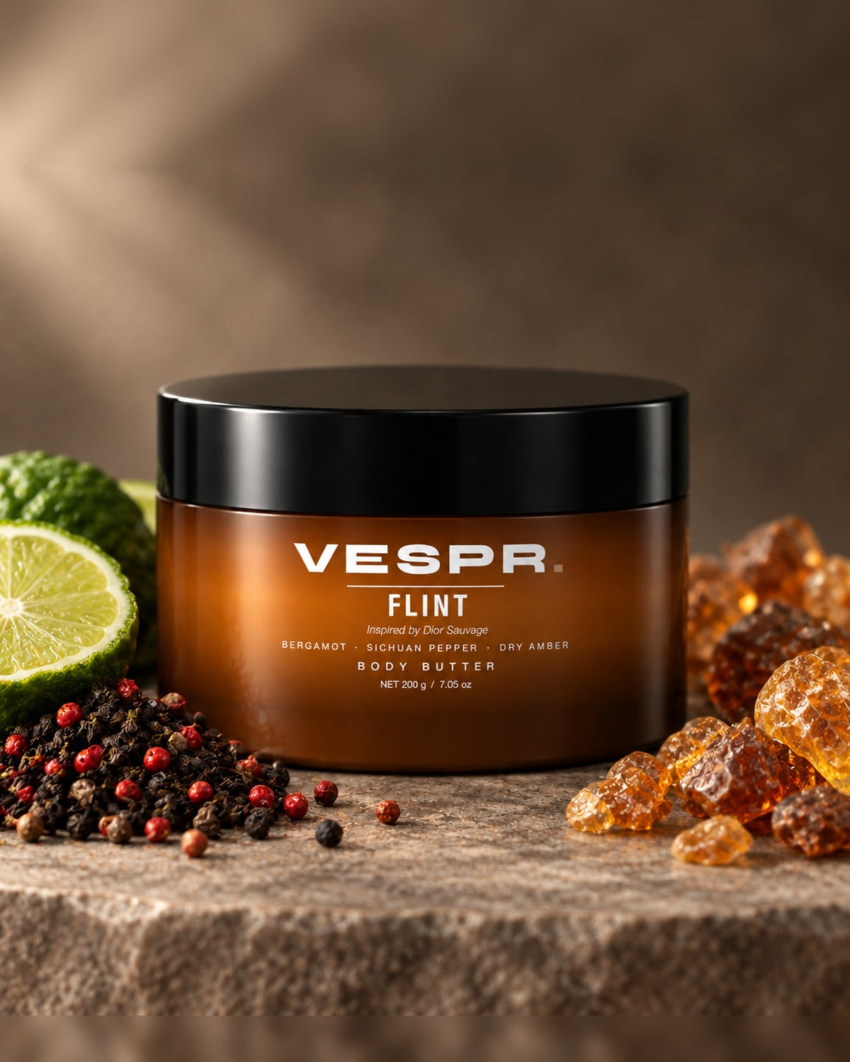VESPR FLINT body butter with bergamot, peppercorns and amber resin
