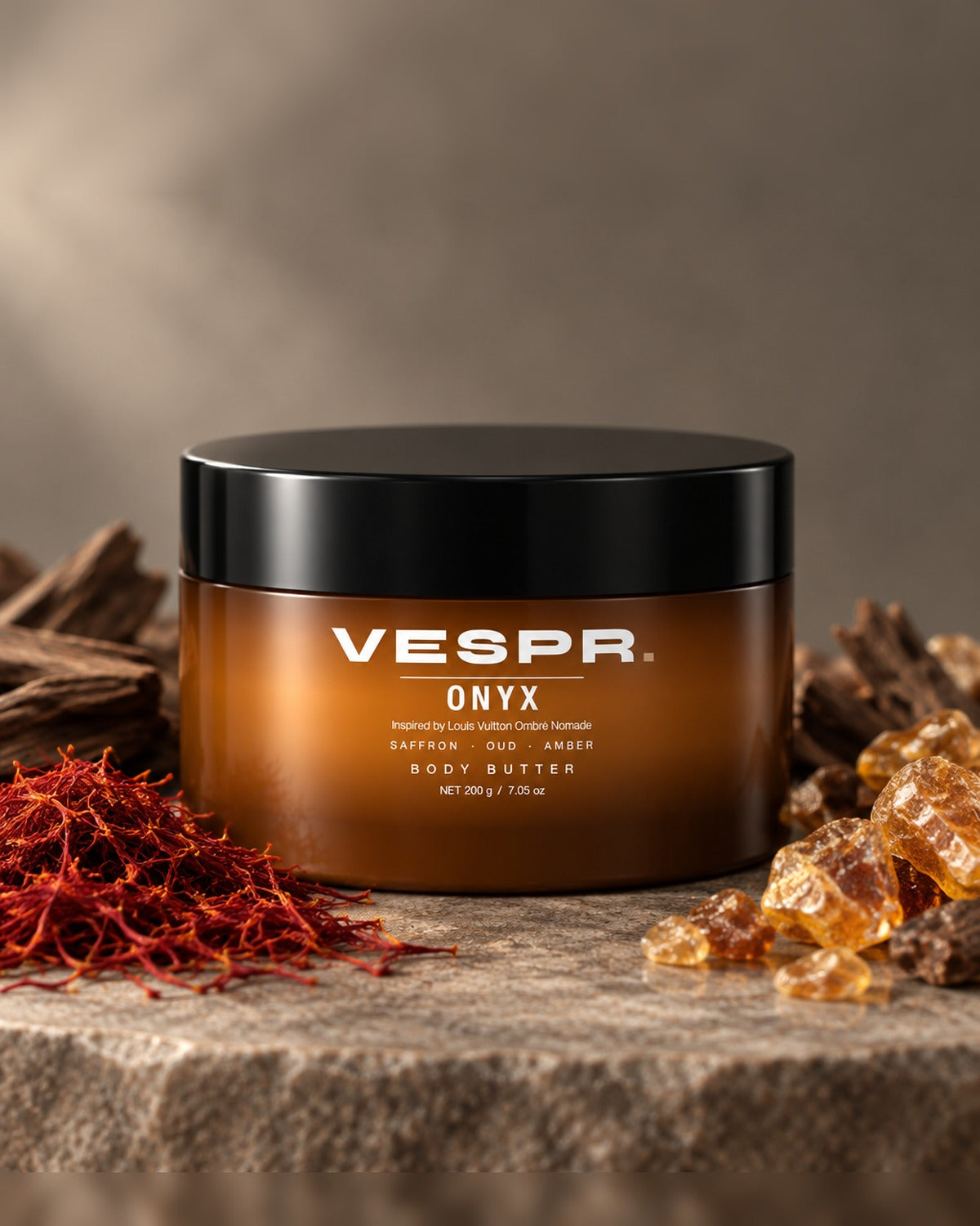 VESPR ONYX body butter with saffron threads, oud wood and amber resin Image