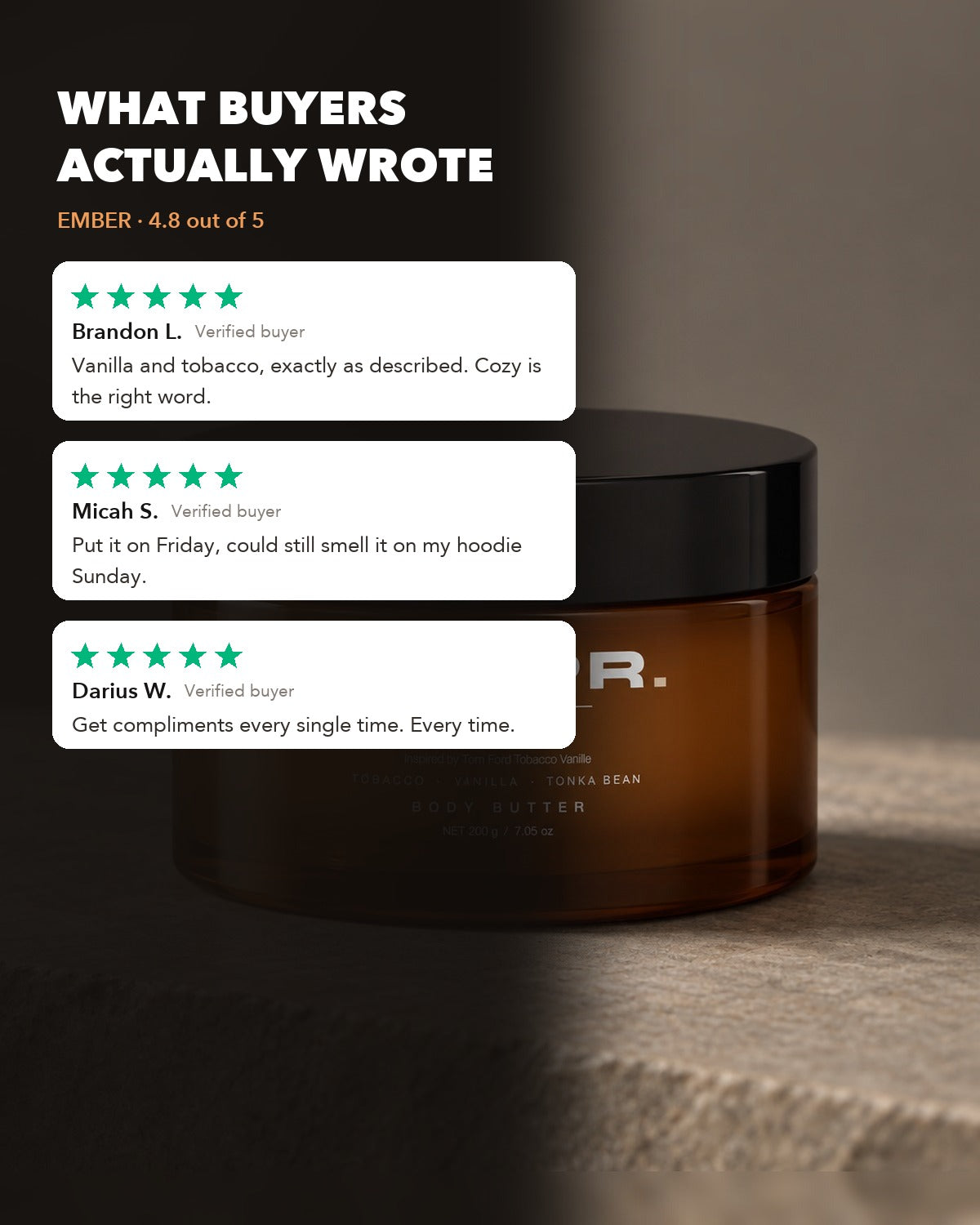 EMBER Body Butter — Inspired by Tom Ford Tobacco Vanille, 200g