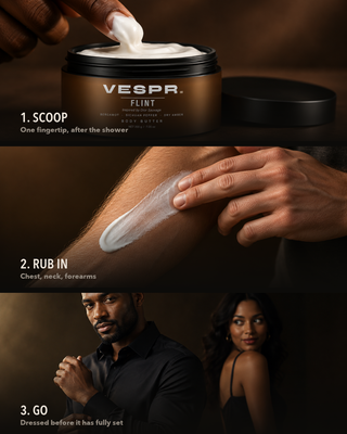 Three steps: scoop, rub in, go
